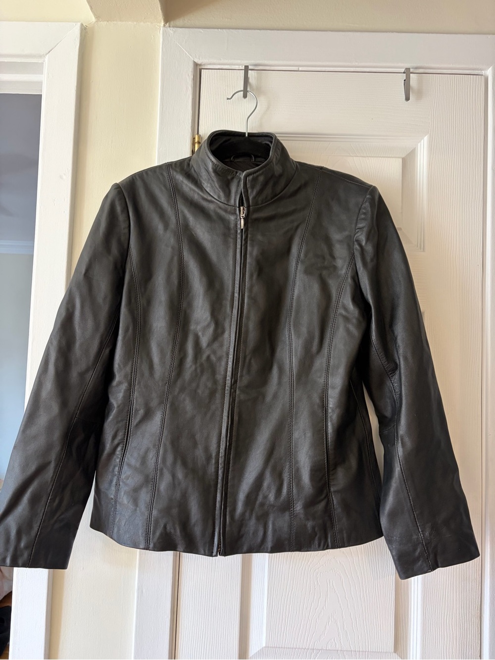 George Black Genuine Leather Zip Jacket